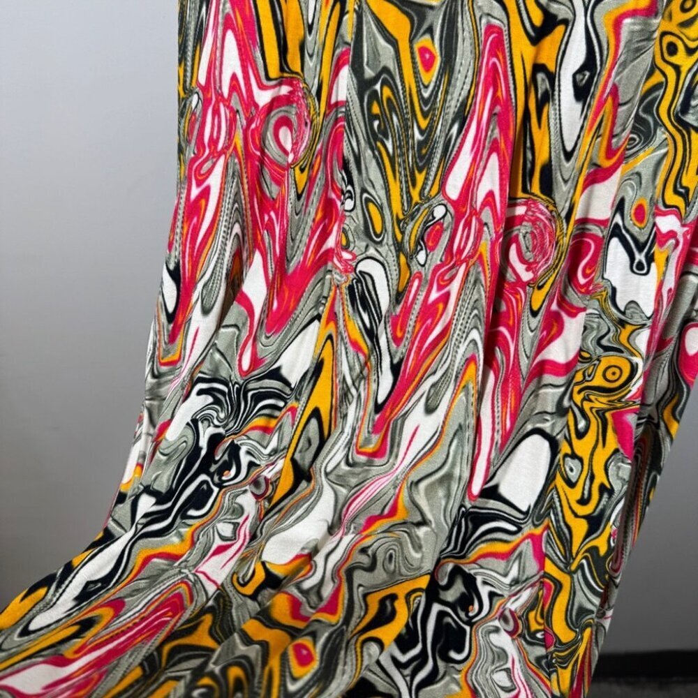 Abstract Maxi Dress Size S/M Multicolor Sleeveless Flowy Greek Summer Boho - Picture 8 of 13